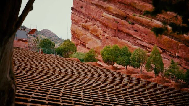 Rows of empty seating at Red Rocks Amphitheatre