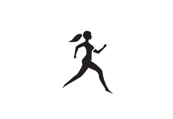 woman ran vector logo simple black and white background