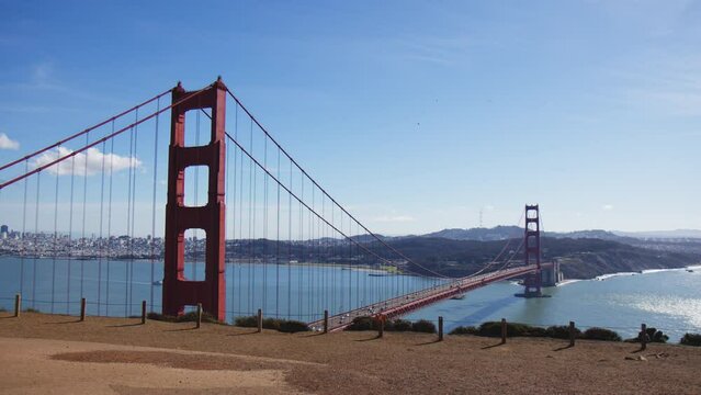 Golden Gate Bridge - The Renowned and Breathtaking Landmark in San Francisco, California - Wide Shot