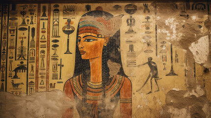 Ancient Egyptian hieroglyphs on papyrus