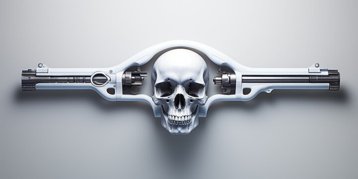 Gaming header concept. Gaming header interface with skull and a rifle.