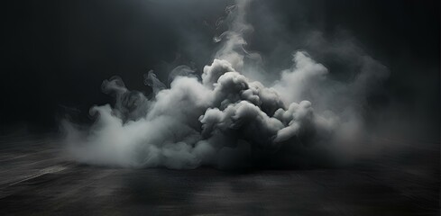 Smoke black ground fog cloud floor mist background steam dust dark white horror overlay. - obrazy, fototapety, plakaty