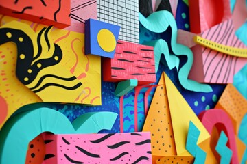 abstract colorful and shiny decorative paper sculpture scribble
