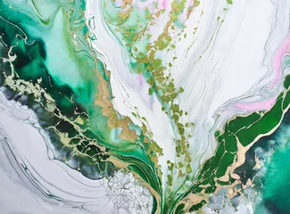 Papier Peint photo Cristaux Green abstract liquid background/wallpaper