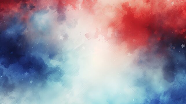 Frame red white blue clouds watercolor on white background. presentation. advertisement. template for artwork. copy text space.