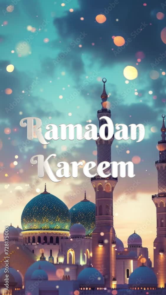 Sticker Vertical video ramadan kareem animation. Celebrating Ramadan Kareem. Islamic background video animation.