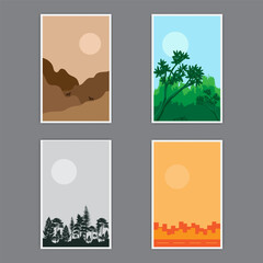 A great landscape poster to display on the wall. Also good for smartphone, computer, etc. backgrounds. Vector. Editable