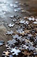 puzzle pieces scattered on a table