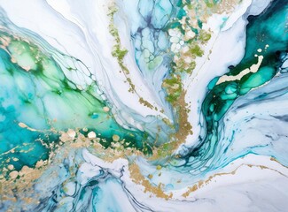 Abstract turquoise light blue marble and watercolor background
