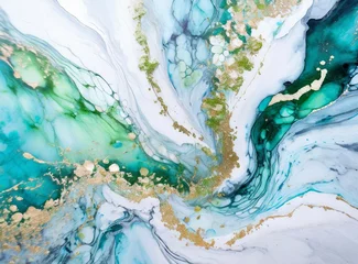 Crédence de cuisine en verre imprimé Cristaux Abstract turquoise light blue marble and watercolor background