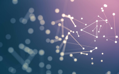 Abstract background. Molecules technology with polygonal shapes, connecting dots and lines. Connection structure. Big data visualization.