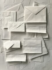 white envelopes and papers stacked - obrazy, fototapety, plakaty