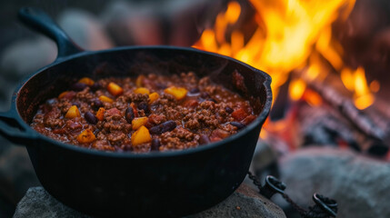 Nothing beats the comforting aroma of our campfire chili bubbling away in a cast iron pot as the...