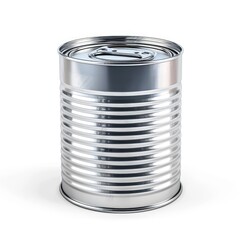 Modern metal tin can for packaged goods and food isolated on a white background, Ai Generated.