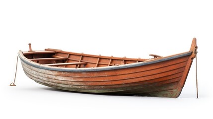 Wooden rowboat, vintage allure for coastal vibes. Nautical charm, Ai Generated.