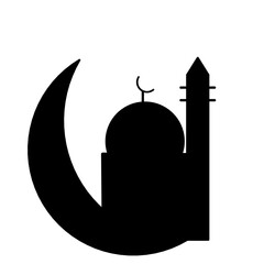 Ramadan mosque silhouette icon isolated on white background