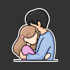 sticker of a couple hugging