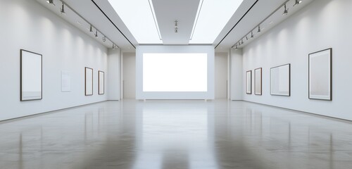 An innovative art gallery with a single, large empty frame.