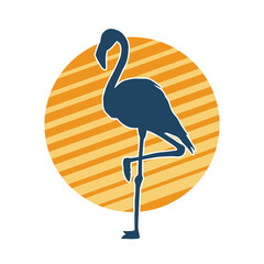 Silhouette of a flamingo bird animal in elegant pose.