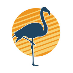 Silhouette of a flamingo bird animal in elegant pose.
