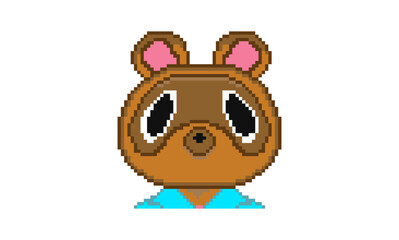 Pixel art of tom nook animal crossing character vector