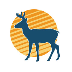 Silhouette of a deer wild forest animal with antlers.