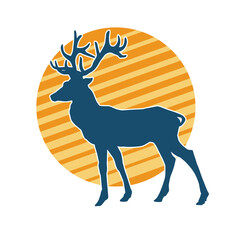 Silhouette of a deer wild forest animal with antlers.