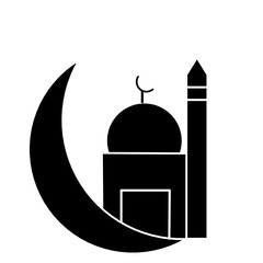 Ramadan mosque silhouette icon isolated on white background