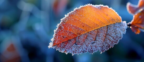 Frozen Morning: A Cold Winter's Leaf Embracing the Frosty Morning