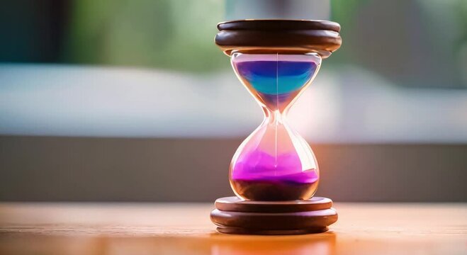 colored hourglass time on the table