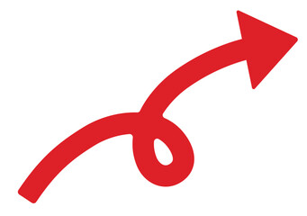 シンプルな矢印のイラスト、赤、くるくる、一回転した矢印