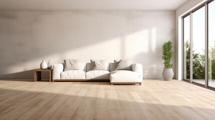 Fototapeta na wymiar Modern bright interiors apartment living room 3D rendering illustration