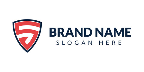 5 shield lettermark modern logo design vector
