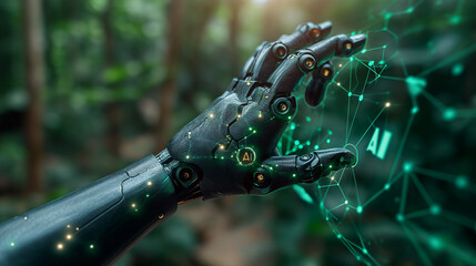 Robet hand touching web. generative AI