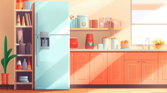 3D rendering Modern kitchen fridge