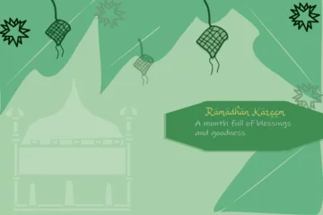 Fototapeten green vector ramadhan kareem with white mosque painting  © vierundsieben