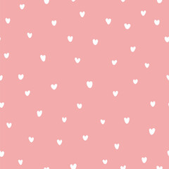 small white hearts. pink repetitive background. valentine card. vector seamless pattern. fabric swatch. wrapping paper. design template for textile