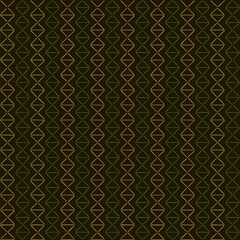 hand drawn lines of green, yellow triangles from stripes. brown repetitive background. vector seamless pattern. retro decorative art. geometric fabric swatch. wrapping paper. textile design template