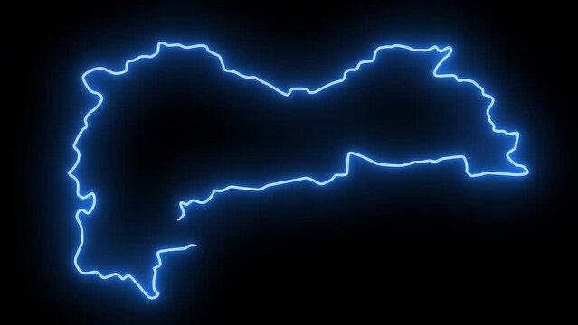 Animated map of Erzincan in Turkey with a glowing neon effect