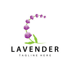 Lavender logo simple design vector cosmetic plant purple color and aromatherapy lavender flower garden template