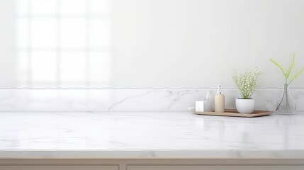 Luxury white marble countertop in modern room
