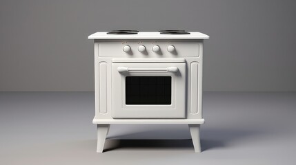 3d rendering of a white gas stove in gray background with shadow
