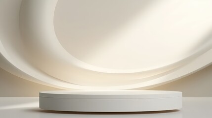 3d render of abstract geometric forms. Glossy white podium for your design.