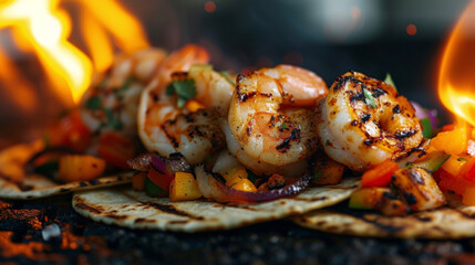 Tacos take on a whole new level of deliciousness with these grilled shrimp tacos featuring succulent shrimp complemented by a medley of grilled vegetables and a hint of y