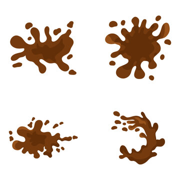 Set of Different Chocolate Splash. Isolated On White Background. 