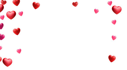 Valentine's hearts isolated on transparent background. Vector red symbols of love border for romantic banner or Happy Mother's Day greeting card design