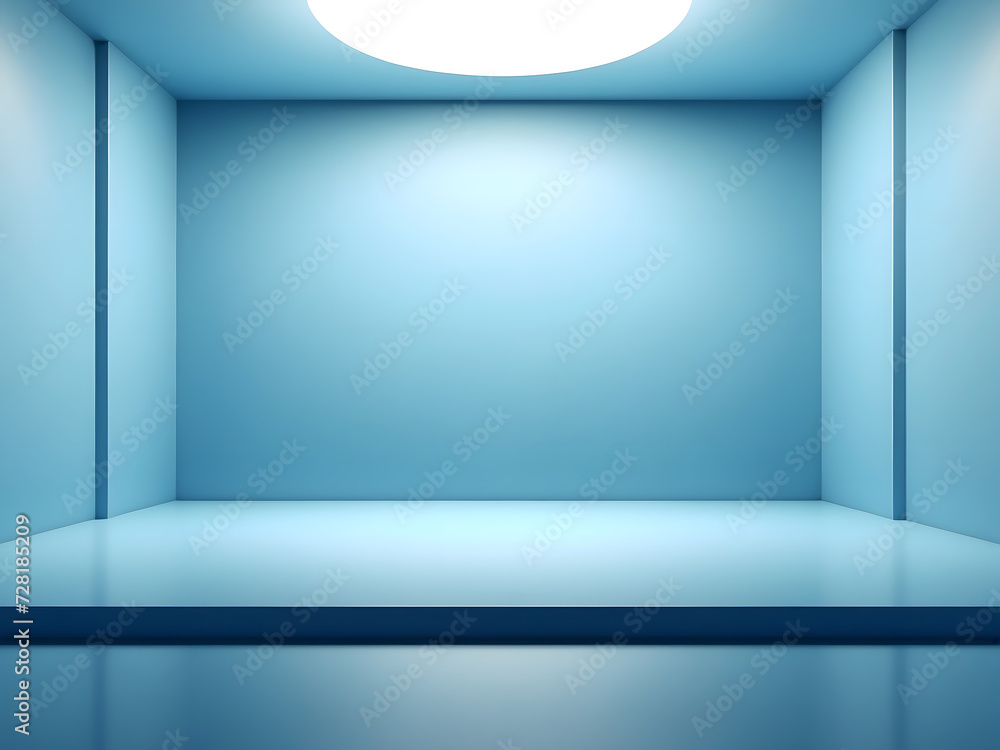 Poster abstract blue studio background for product presentation empty room design with shadow design. 3d ro
