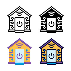Home Automation icon set style collection in line, solid, flat, flat line style on white background