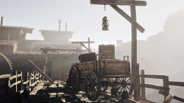 medieval port with a wooden instruments