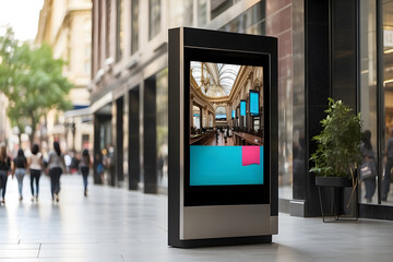 An empty digital signage screen strategically placed in a public area offers the perfect opportunity for customization design. 3D